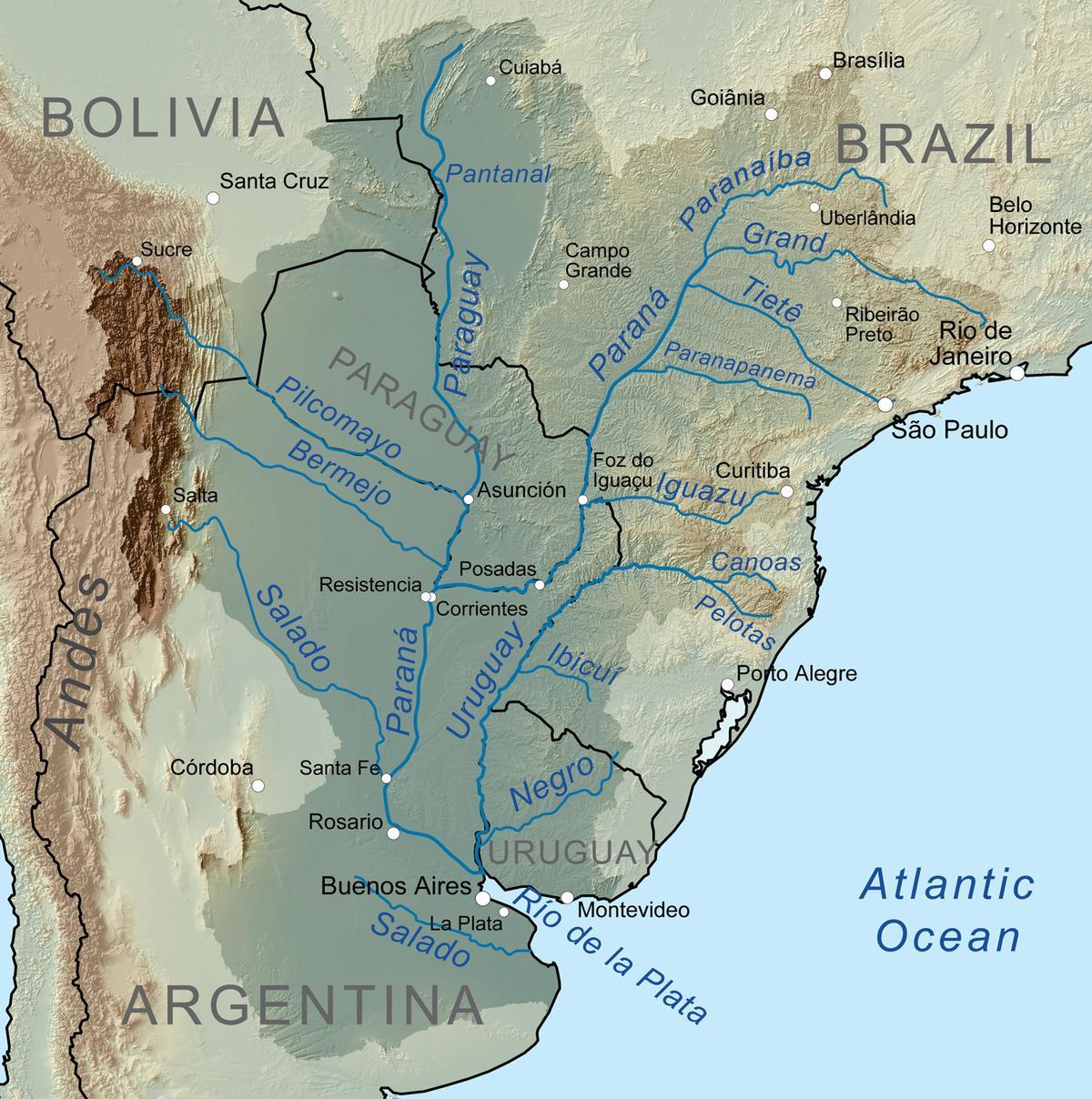 नक्शे के पराग्वे नदी