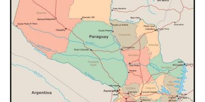 नक्शा पराग्वे के शहरों के साथ